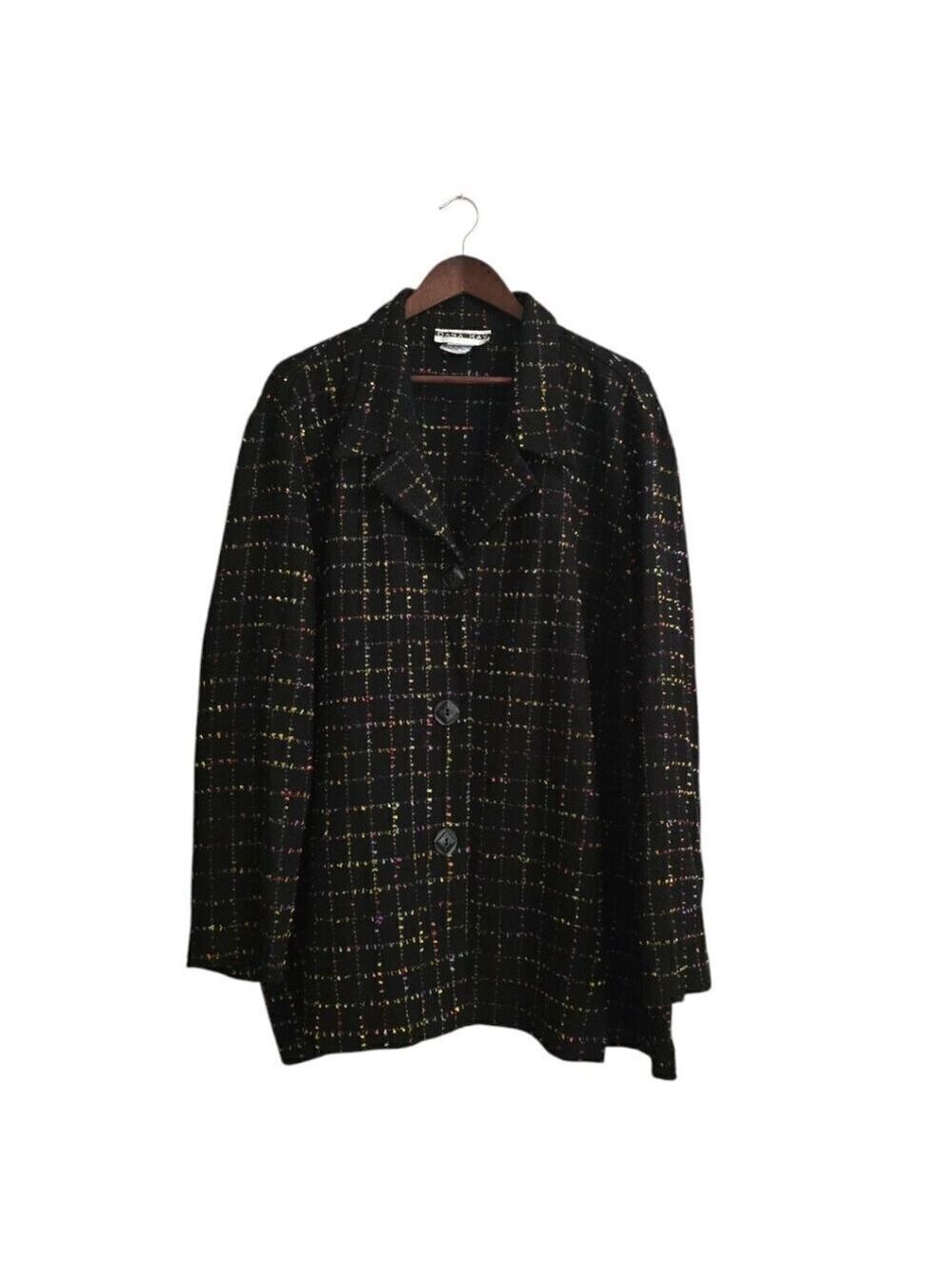 Dana Kay Vintage Rainbow Plaid Single Breasted Blazer Sz 34W